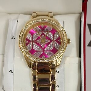 Style & Co. Gold and Pink Floral Watch